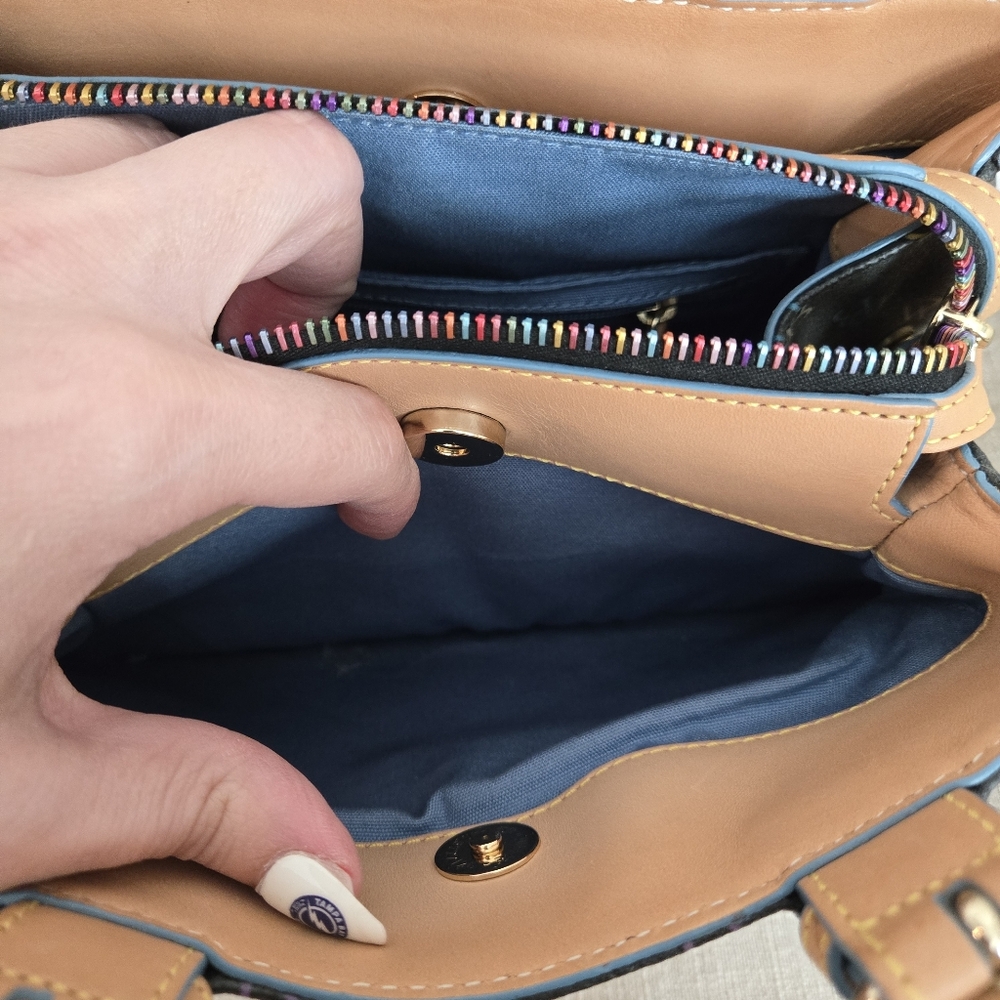 Dooney & Bourke Multicolor Monogram Satchel With Rainbow Zipper - Picture 6 of 9